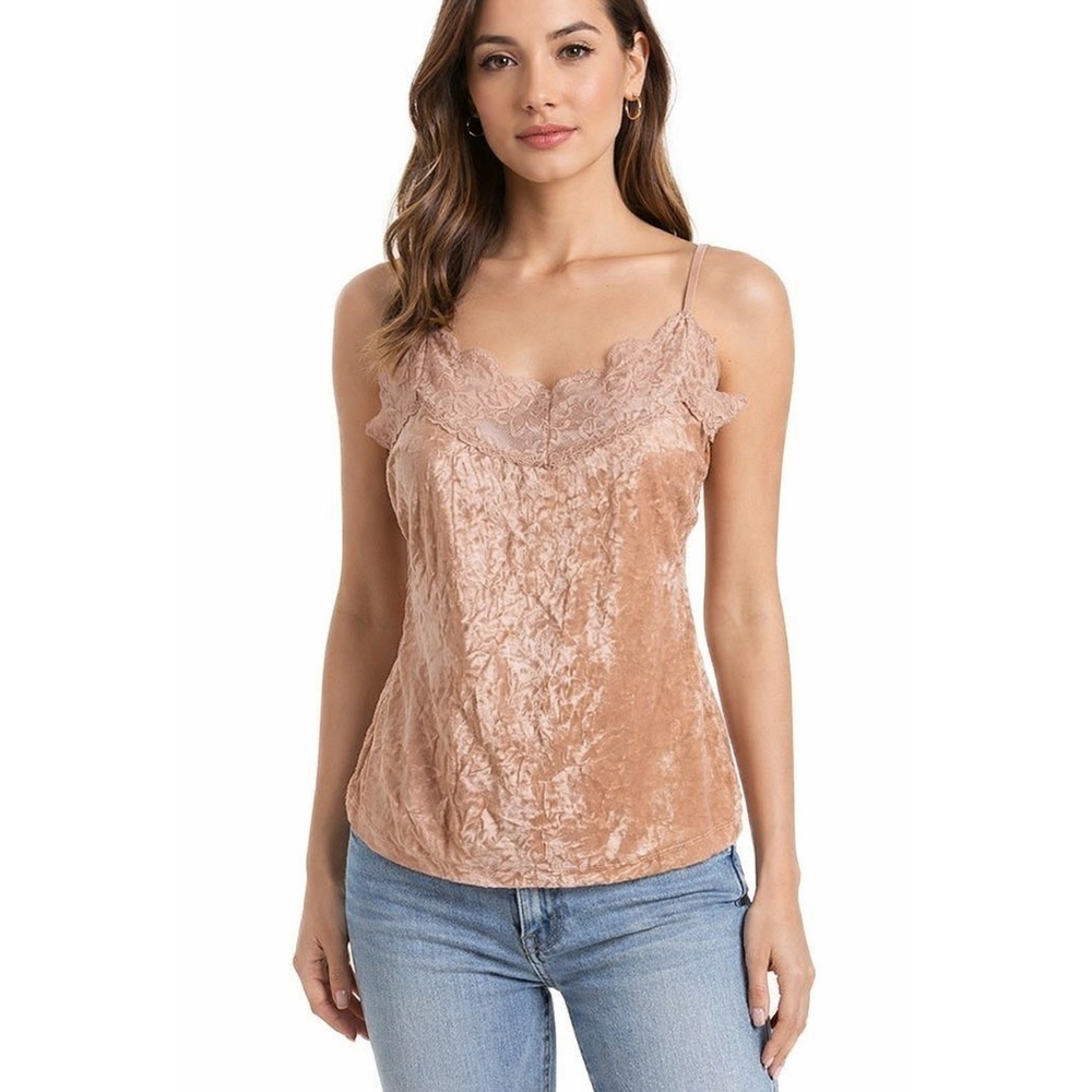 VTG Y2K Charlotte Russe Velvet Tank Top Small Lace Trim Coquette Fairycore 90s